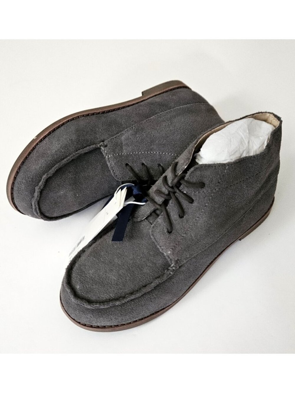 Janie and Jack NWT 1 Youth Apres Ski Grey Leather Lace Up Boots